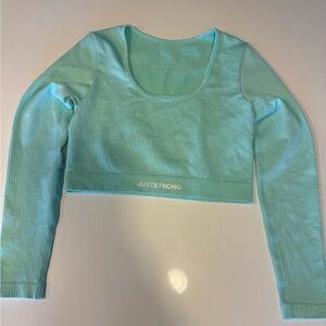 Just Strong Aqua Long Sleeve Crop Top